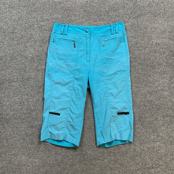 Jamie Sadock Shorts Women 6 Bright Blue Clam Diggers Retro Golf Zip Pocket *READ - Picture 2 of 9